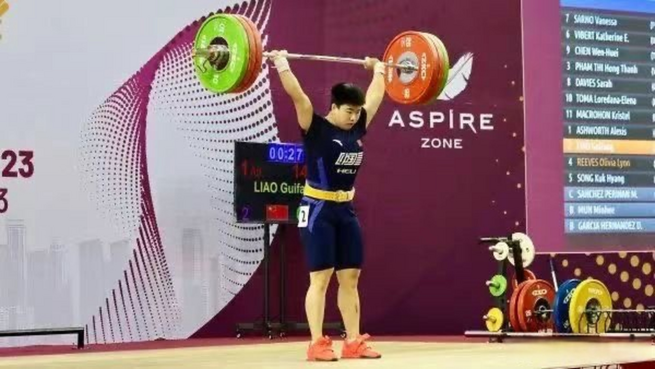 雷速-举重女子71公斤级中国选手稳定发挥,力争金牌
